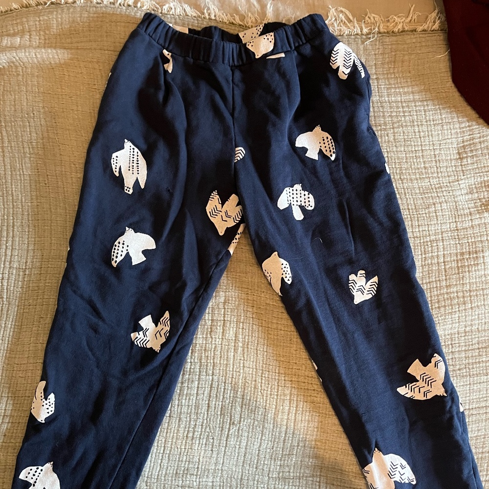Cos navy and white patterned trousers